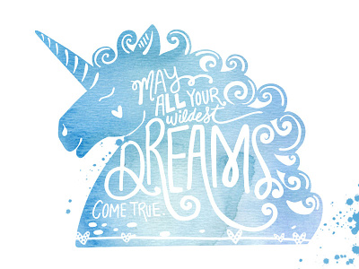 Unicorns on the brain! blue bust dreams hand lettering head silhouette unicorn unicorn silhouette watercolor