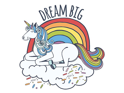 Dream big adobe animal character children creative market illustration illustrator ipad pro kids rainbow unicorn