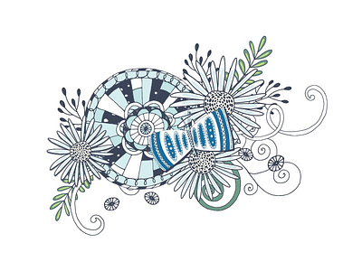Blue Flowers and butterflies fantasy flowers flowers illustration illustrator vector
