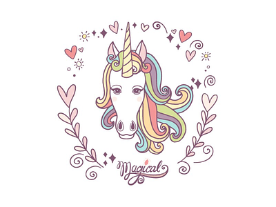 Magical unicorn clipart creative market download fantasy graphics illustration illustrator magical unicorn