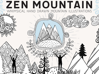 Zen Mountain vector design set design graphics meditation mountain nature resources vector yoga