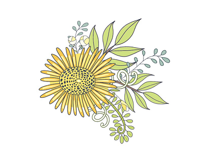 Yellow floral arrangement adobe illustrator design graphics illustration vector