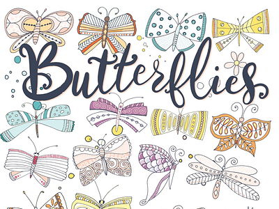 Whimsical Butterflies! butterflies butterfly children creative market design illustration illustrator whimsical