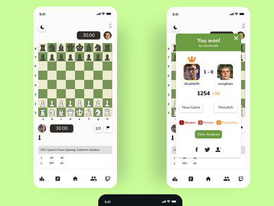 Chess.com In-game Screen board game chess chess.com clean gaming gui minimal mobile mobile app design ui uidesign uiux