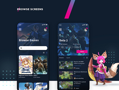 Facebook Gaming Mobile App Redesign browse dota2 fbgaming gaming livestream mobile legends mobile ui screen streaming streaming app streaming service