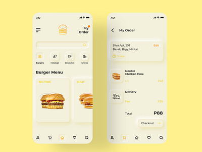 Minute Burger Joint Delivery App Soft UI Design