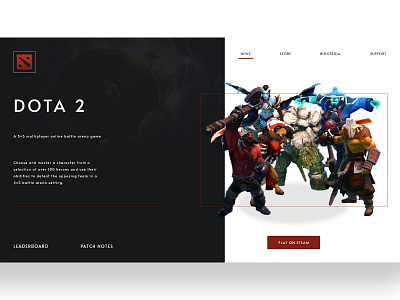 Dota2 Website UI Redesign [Golden Canon Grid] clean dota dota2 gaming graphicdesign league of legends moba modern redesign redesign concept uiux web webdesign website