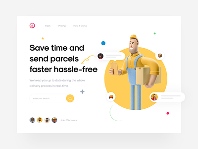 Piqo Delivery Landing Page [Hero] 2020 trend 2021 trend 3d box car delivery delivery app illustration minimal mobile app design ui uiinspiration uiux