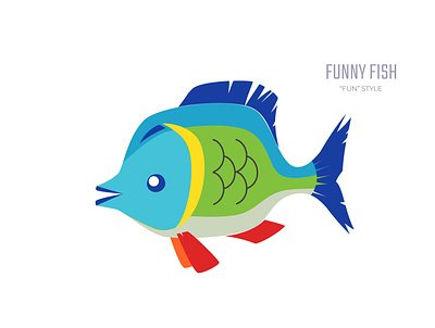 Funny Fish - "Fun" Style Illustration adobe illustrator fish flat illustration vector vectorart