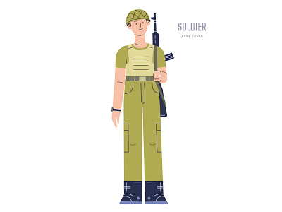 Soldier - "Fun" Style Illustration adobe illustrator flat flat illustration military soldier vector vectorart