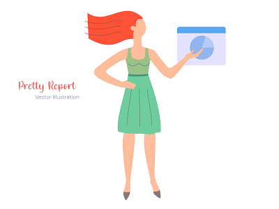 Pretty Report - Vector Illustration adobe illustrator app flat design flat illustration girl presentation report ui ux vectorart