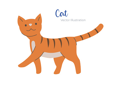 Cat - Vector Illustration adobe illustrator app cartoon cat flat flat design flat illustration illustration ui ux vector vectorart