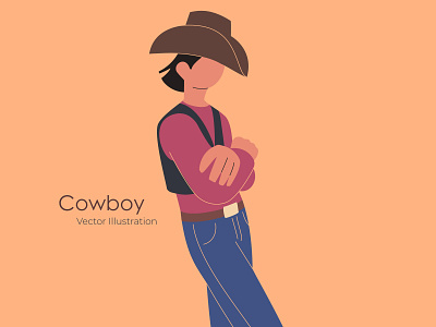 Cowboy - Vector Illustration adobe illustrator character cowboy flat design flat illustration illustration man typography ui ux vectorart