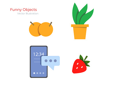 Funny Objects - Vector Illustration adobe illustrator app design flat flat illustration illustration typography ui ux vectorart
