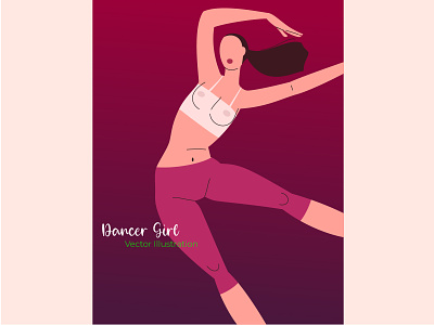 Dancer Girl - Vector Illustration app branding dance dancer flat design flat illustration girl girl character illustration typography ui vectorart