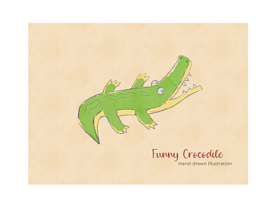 Funny Crocodile - Hand-drawn Illustration apps branding crocodile design flat flat illustration logo mobile design print design typography ui ux web design
