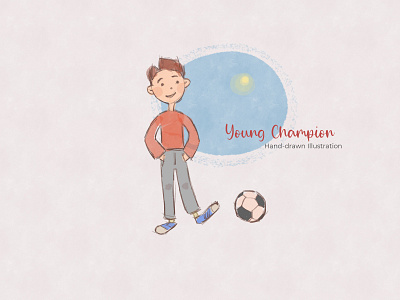 Young Champion - Hand-drawn Illustration apps branding character flat flat design flat illustration football mobile design print design typography ui ux web design