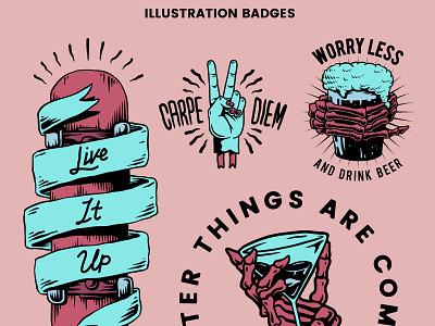 Badges 2d design illustration typography