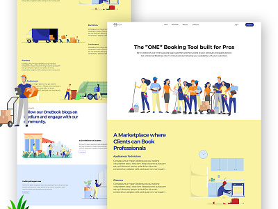 Onebook - Landing Page Website design illustration landing page ui ux web design website
