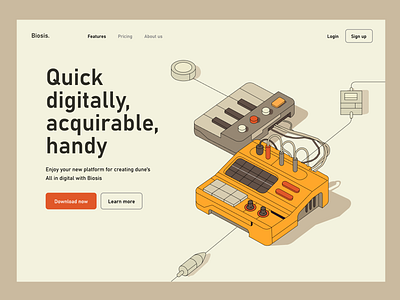 Biosis design illustration landing page ui ux vector website