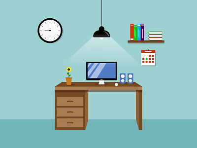 Computer Desk Illustration