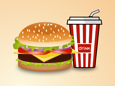Fast Food Vector Design burger design drink fast food fastfood graphic design graphicdesign illustrator vector