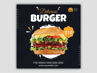Burger Instagram Banner Design Template art banner banner ad banner ads branding burger design fastfood grahicdesign graphicdesign illustration vector