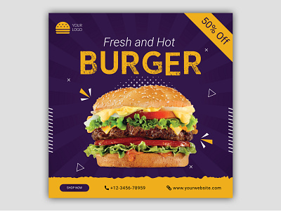 Burger Instagram Banner Design Template banner banner ad branding burger design fastfood graphicdesign illustration instagram post instagram stories vector