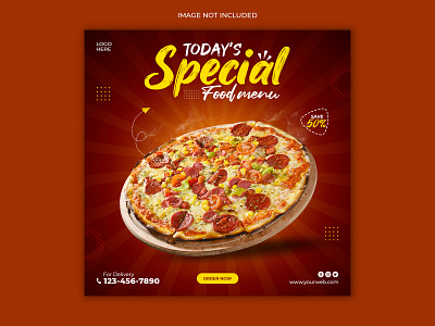 Delicious Pizza social media post template banner bannerdesign fastfood food banner foods graphic graphic design graphicdesign graphicriver