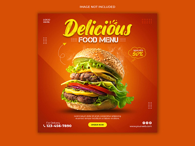 Delicious Burger social media post template banner burger burger banner burgers fastfood foodbanner foods graphicdesign instagram post social media post design socialmediapost template