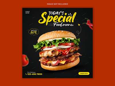 Delicious Burger social media post template foods