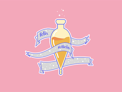 Potion of Luck bottle chemistry cute illustration felix felicis flask flat harry potter harrypotter icon illustration illustrator luck magic magical potion ribbon sparkles spell vector witch