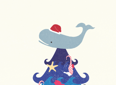 A Whale of a Christmas christmas illustration sealife texture vector whale