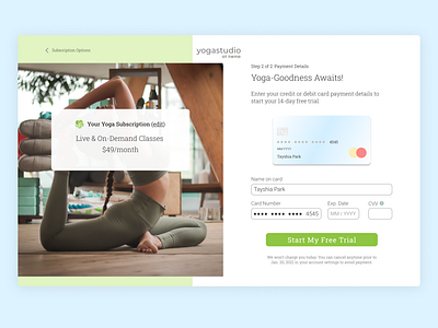Yoga Studio Checkout Page - Web checkout checkout form checkout page desktop design web designer webdesign