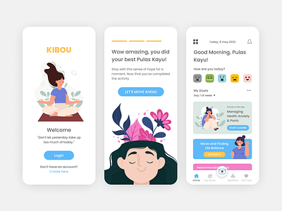 Kibou- Safe Space for Mental Health applications design mental health ui uiux user experience user interface ux