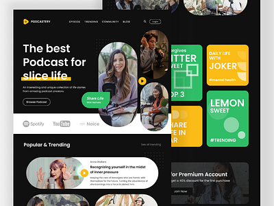 PODCASTERY design landing page ui uiux user experience user interface ux