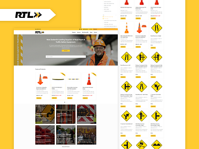 RTL E-Commerce Website arrow ecommerce elements river river digital safety shopping ui web website website design widgets yellow