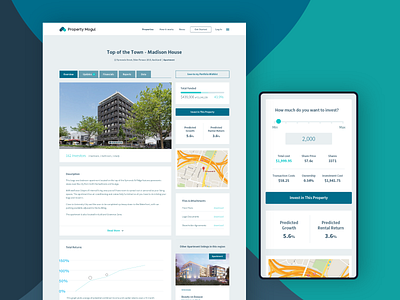 Property Mogul Platform blue brand clean dashboard house investing platform property property search real estate river river digital ui ux website