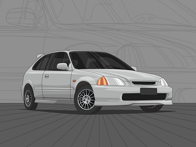 Vector Honda Civic civic honda illustration illustrations monochrome vector