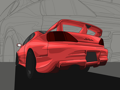 Nissan Silvia S14 automotive car illustration nissan vector vector illustration