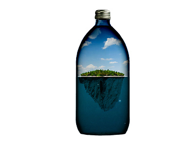 Island art bottle creative graphic design island sea summer the rock travel