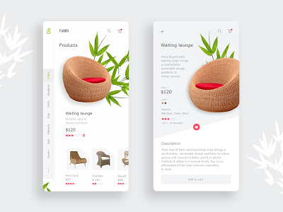 Bamboo Furniture Mobile App Design app design minimal mobile mobile app mobile app design mobile ui ui ux