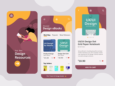 eBook Shopping Mobile UI/UX Design app design design ebook ebook design ecommerce app minimal mobile app mobile app design mobile ui shopping ui ux
