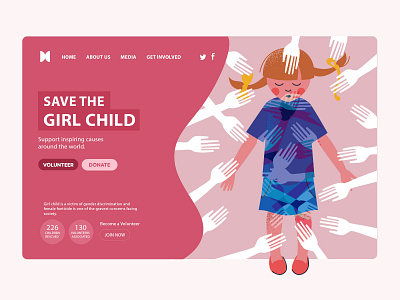 Save the girl child NGO Website UI design charity design landing page design landingpage ngo onepage web design website design