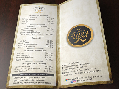 the groom room pricelist brand design brochure design dubai designer flyer design price list salons
