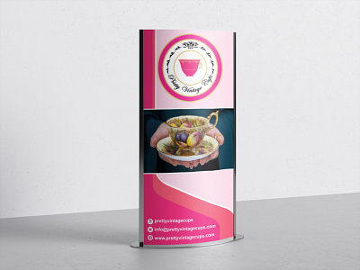 pretty vintage cup rollup brand design dubai designer illustration rollup