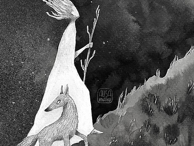 Death folktale week bw concept graphite illustration ink inktober monochrome painting paper pencil traditional art