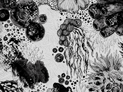 Ocean abstract bw illustration ink inktober monochrome monotype painting paper pencil drawing traditional art