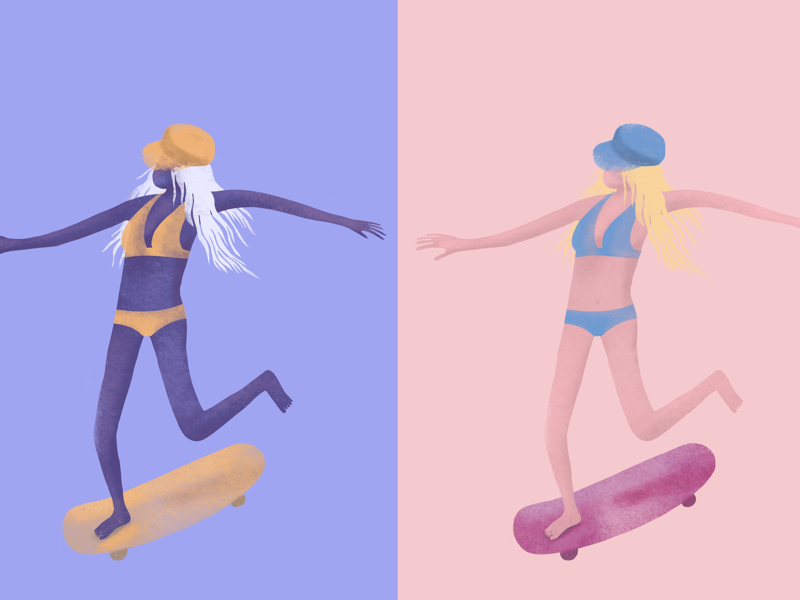 Noodle Skater Girl skateboard trial new procreate skater girl skater girl character drawing illustration