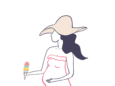 Summertime Ice Creams character ice cream illustration new outline pregnant procreate spring summer woman